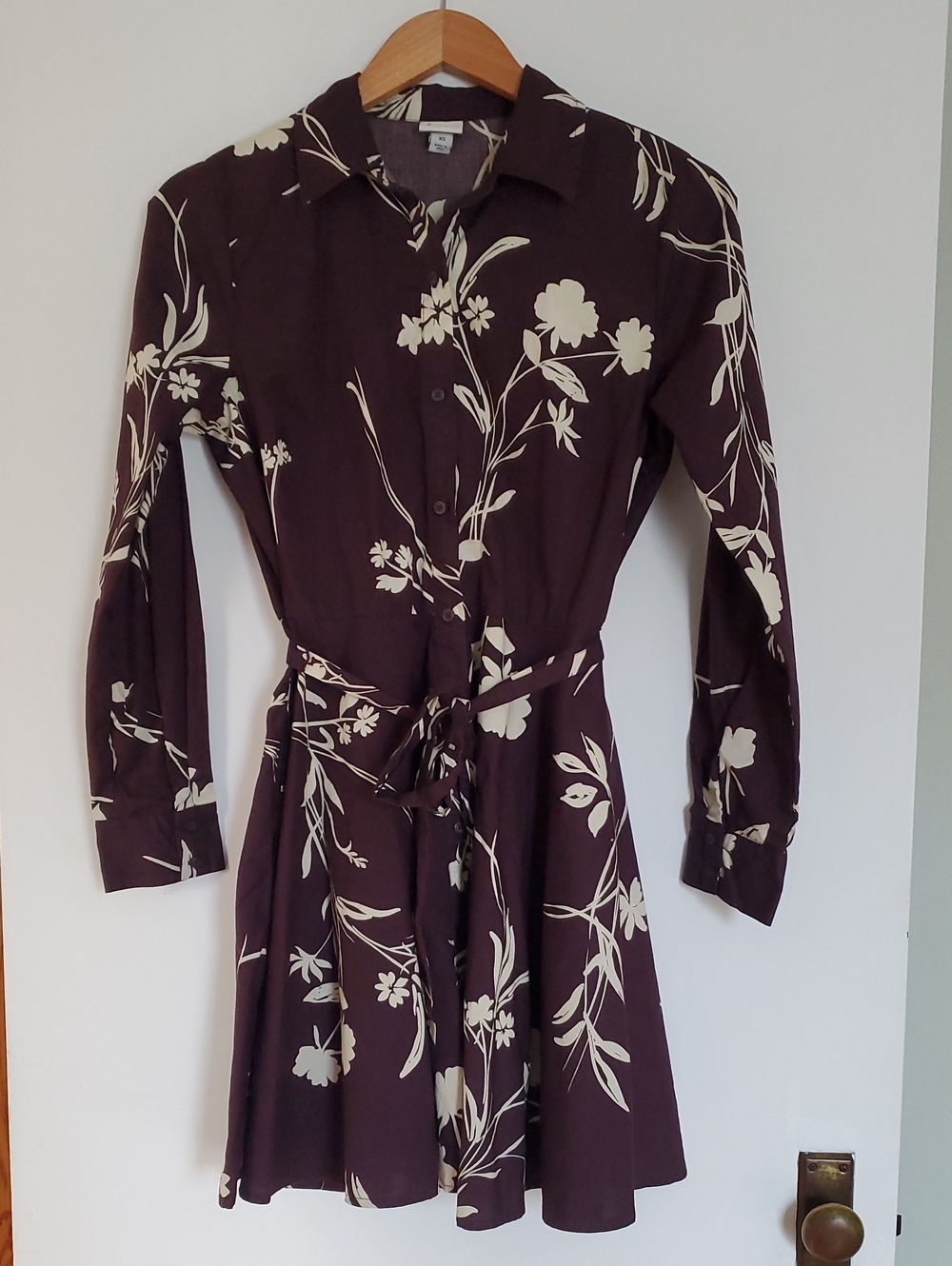 a new day Brown Shirt Dress with Cream Floral Print